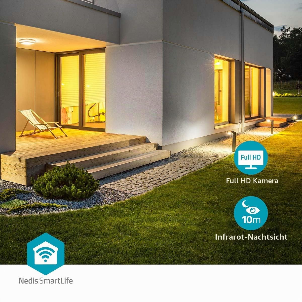 Cameră de securitate Nedis WIFICOL20BK, cub, cameră de securitate IP pentru exterior, 1920 x 1080 pixeli, tavan/perete