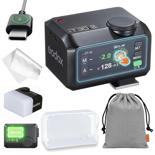 GODOX IT30PRO C camera flash with diffuser, IT30 PRO C mini flash units, TTL HSS 1/8000s flash, compatible with Canon EOS R RP R5 R6 R7 R8 R5 Mark II R6 Mark II 90D 750D M50 M3 - IT30PROC