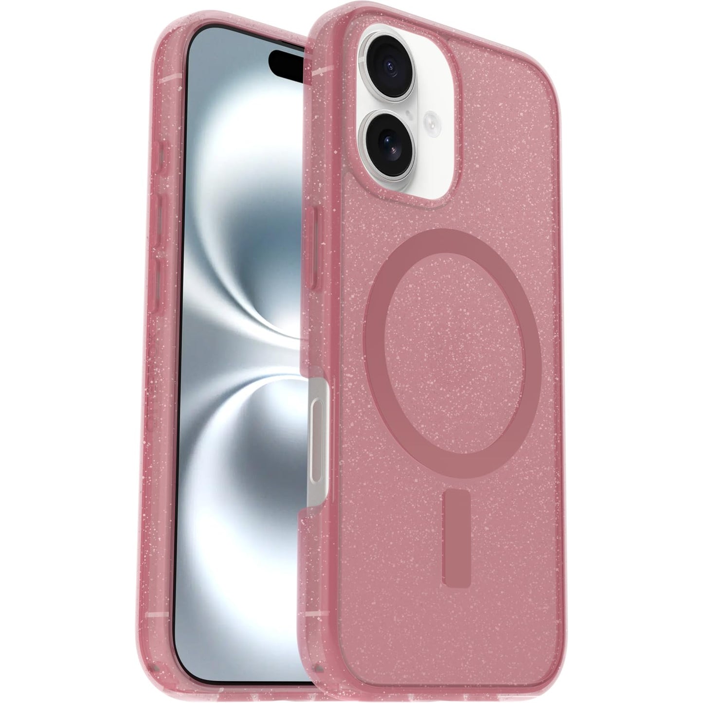 OtterBox Symmetry Series Clear MagSafe Transparent Case for iPhone 16, Shockproof Drop Proof Protective Case, 3X Military Grade Tested, Clear/Pink - 77-96384