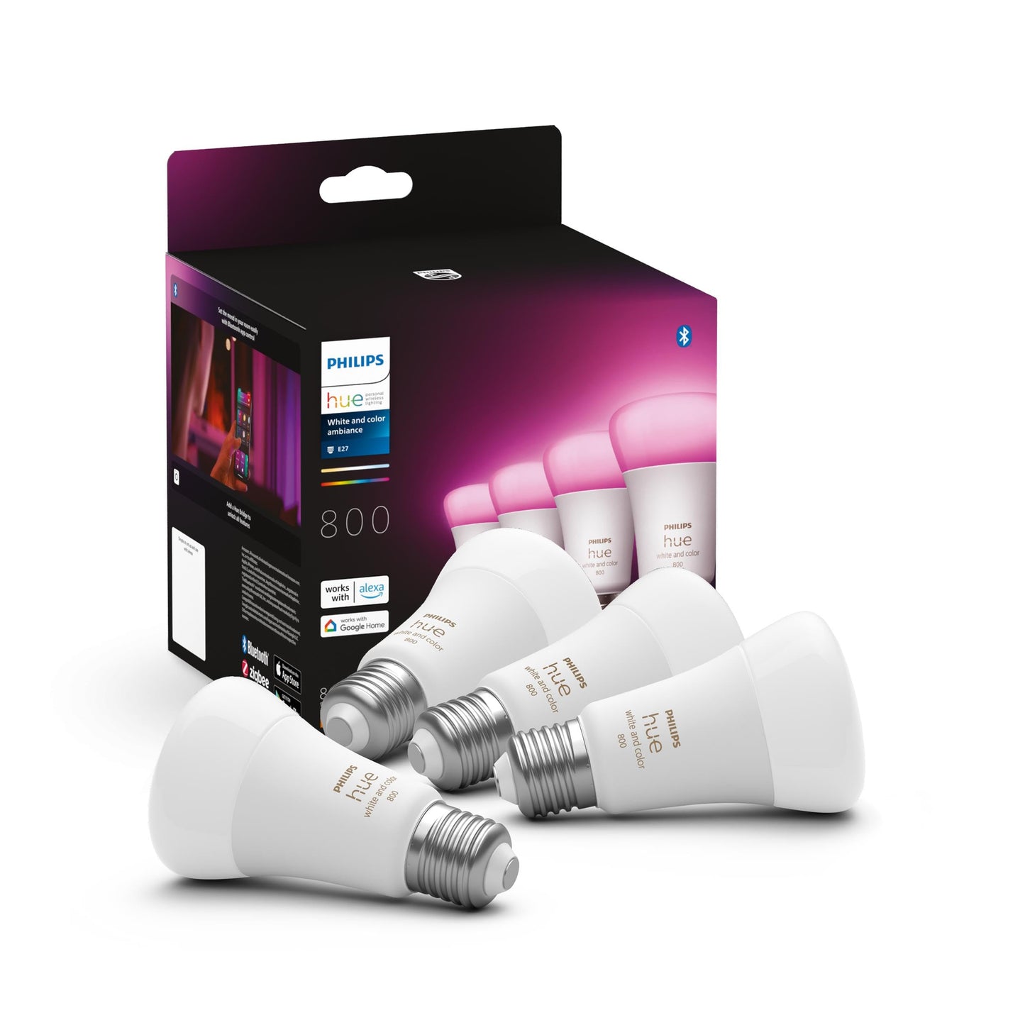 Philips Hue White and Color Ambiance E27 Pack of 4 929002489604