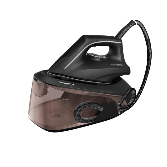 Rowenta VR5120 Easy Steam Stație de călcat cu aburi, 2400 Watt, 110 g/min. abur variabil, 210 g/min. jet de abur suplimentar, încălzire rapidă, rezervor de apă de 1,4 L, sistem anticalcar, mod Eco, Canelă/Negru
