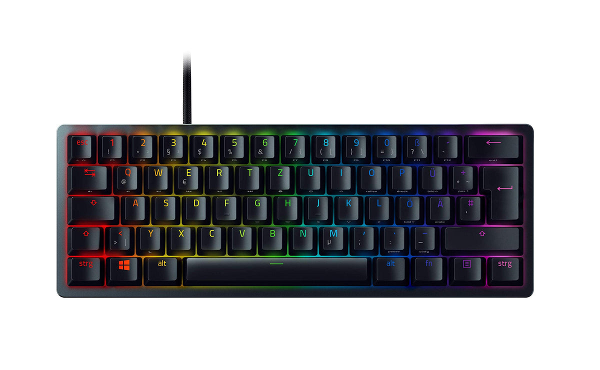 Razer Huntsman Mini (Red Switch) - Compact 60% Gaming Keyboard (Linear Optical Mechanical Switches, Doubleshot PBT Keycaps, Detachable USB-C Cable) QWERTZ DE-Layout | Black - RZ03-03391900-R3G1