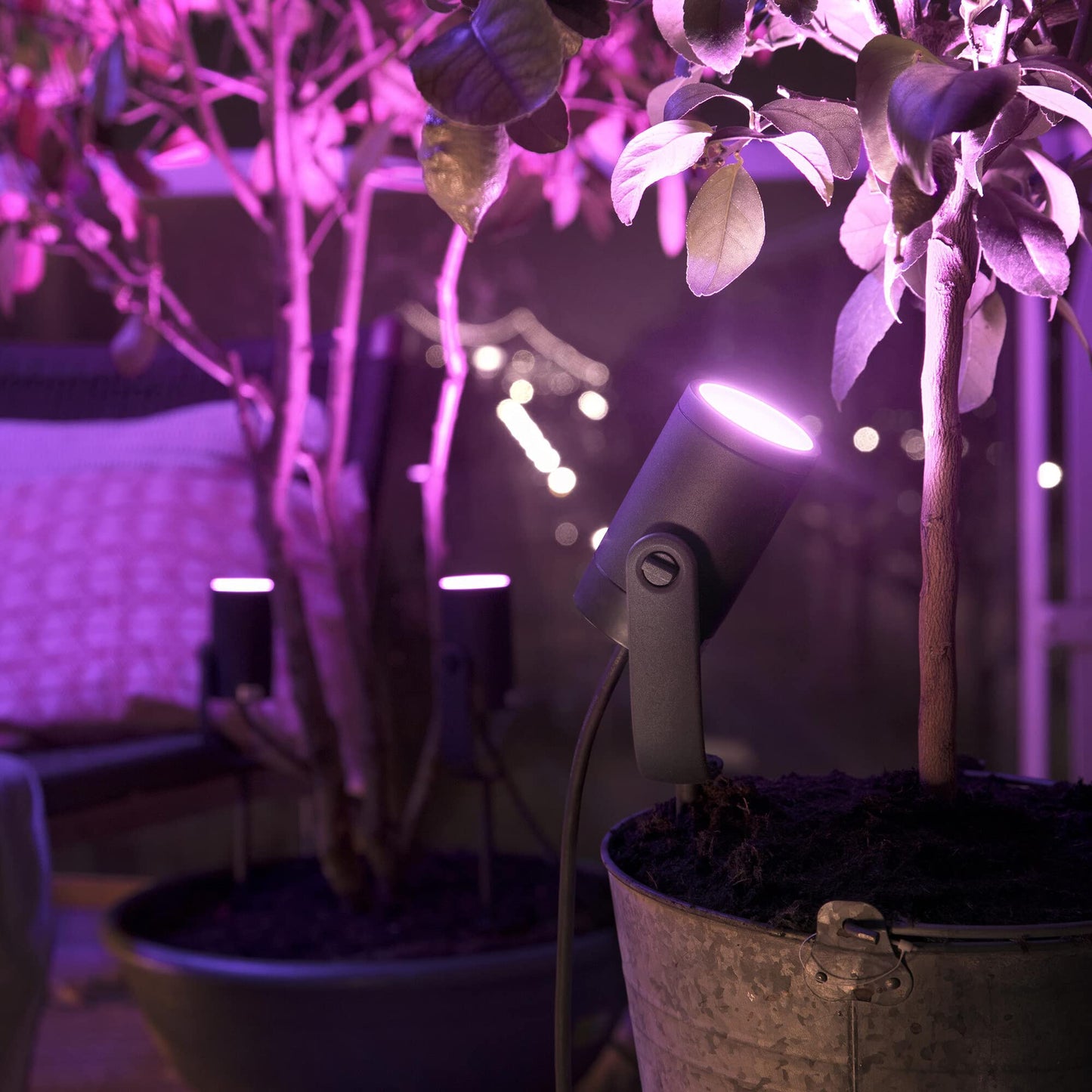 Philips Hue White & Color Ambiance Lily garden spot standard set with 40W power supply (590 lm), dimmable outdoor light with 16 million colors, light control via voice or app, black - 915005671701