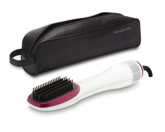 Rowenta CF6220 Wonder Air Brush Hair Dryer Brush | Straightening Brush | 900 Watts | Ionic Function | Includes Storage Bag | White/Pink, 12 x 10 x 40.5 cm