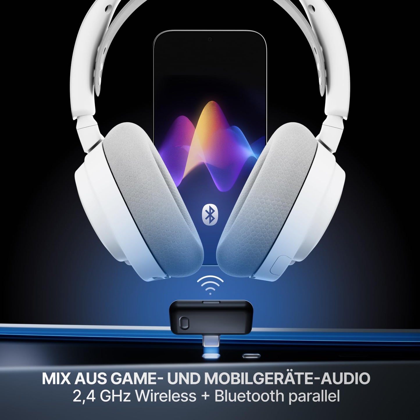 SteelSeries Arctis Nova 7P Wireless Gen 2 - PS5 Headset - Gaming Headset Wireless - App Control - Over 50 Hours Battery & Quick Charge Function - 2.4 GHz + Bluetooth - For PlayStation, PC & More - White - 61745