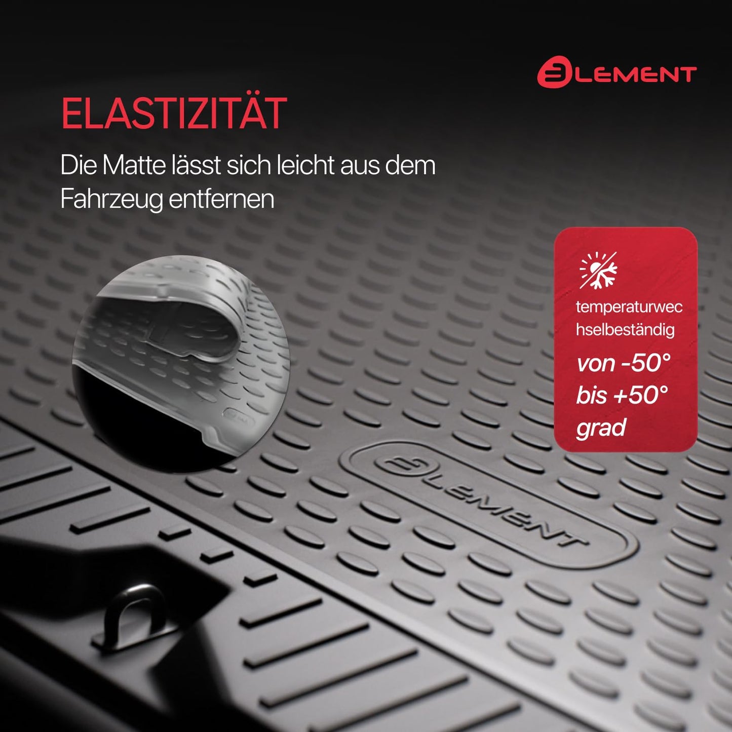 Element precisely fitting premium anti-slip boot mat suitable for VW Polo GTI (VI Restyling) | 2021 -> | 5 doors | lower loading floor position | 100% custom-fit anti-slip car mat - EXP.CARA70075N11