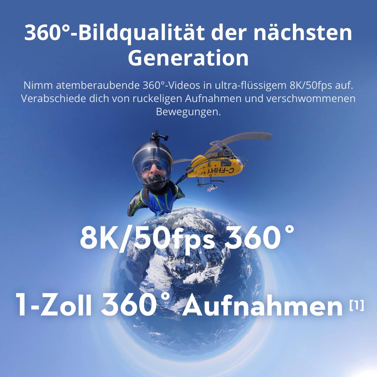 DJI Osmo 360 Essential Combo, 360 camera with 1-inch 360° recordings, native 8K 360° video, 1.2m invisible selfie stick kit, extended battery life with 2 batteries - OQ001