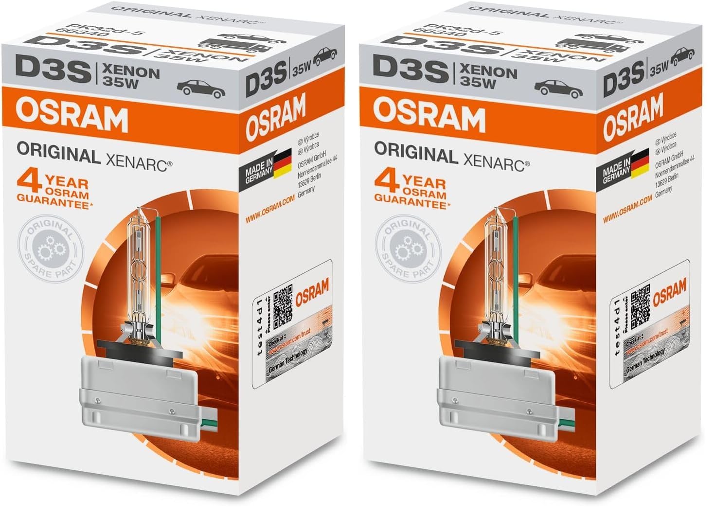 Osram D3S XENARC ORIGINAL HID Xenon OEM 66340HBI (Pack of 2) - OS66340