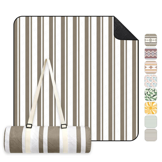 Pătură de picnic Sekey, impermeabilă, 200 x 200 cm, pătură de plajă, căptușită fără nisip, structură în trei straturi, bază impermeabilă PEVA, curea de transport cu cureaua de cravată, potrivită pentru picnic, camping, plajă - PM18