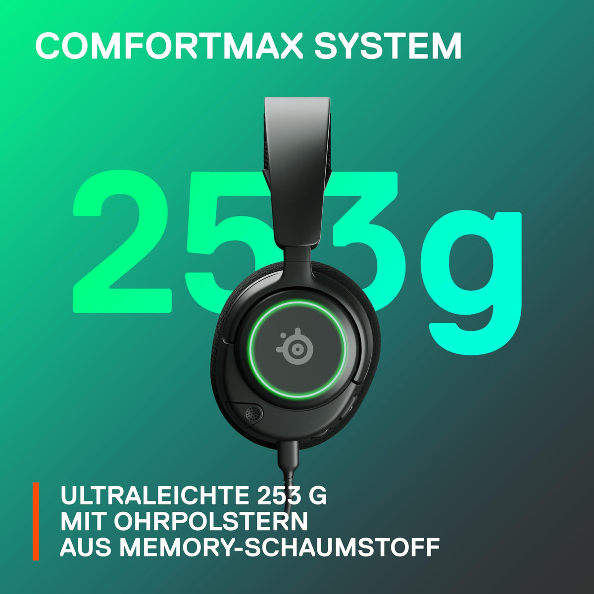 SteelSeries Arctis Nova 3 - Cască de gaming multi-sistem – Driver Hi-Fi – Sunet surround 360° – Iluminare RGB – Pernițe pentru urechi din spumă cu memorie – Ultra ușoară – Microfon ClearCast Gen 2 – PC, PS5, PS4, Switch
