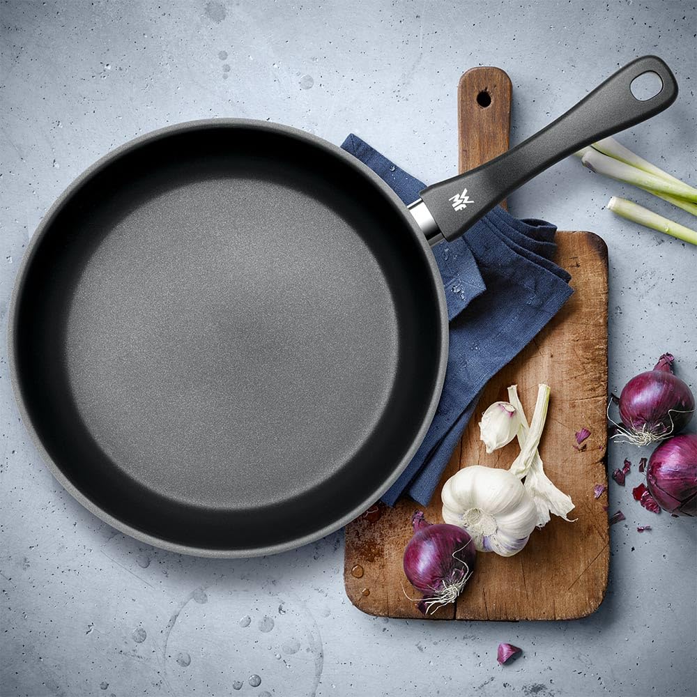 WMF Devil frying pan coated 28 cm, stainless steel pan induction, non-stick coating, low-fat frying, oven safe up to 70 degrees, suitable for all types of stoves, plastic handle - 733686299