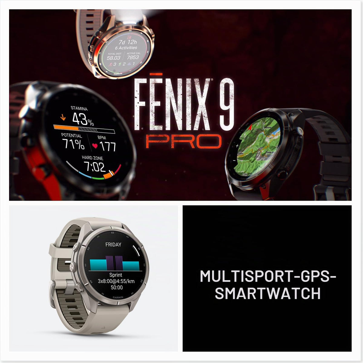Garmin Fenix 9 Pro, 43 mm, GPS-Multisport-Smartwatch, Titan - 010-04335-86