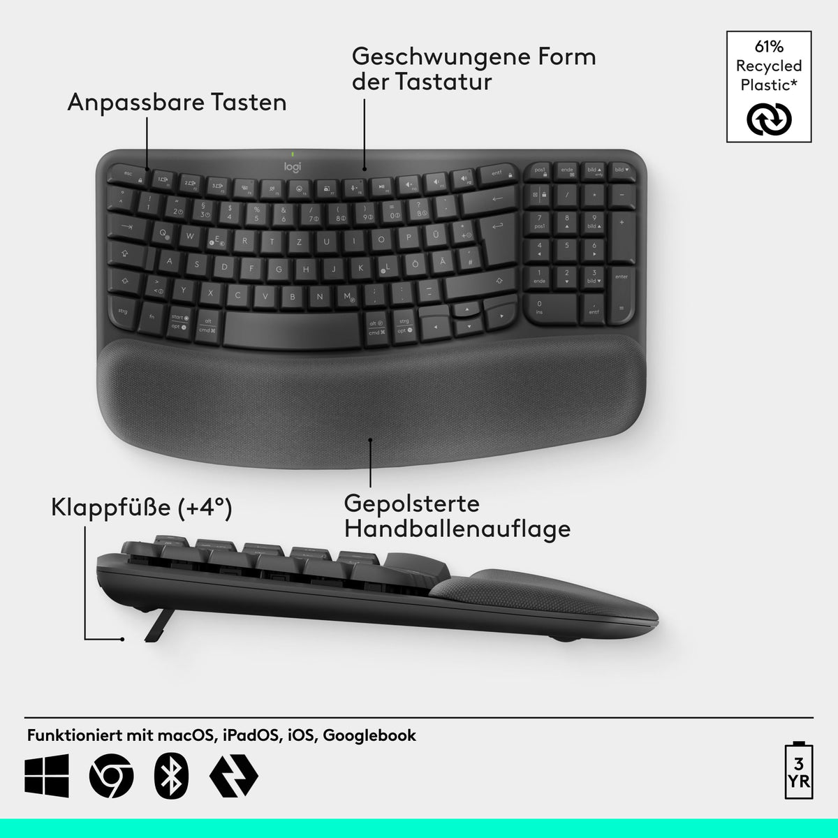 Logitech Wave Keys wireless ergonomic keyboard - 920-012283