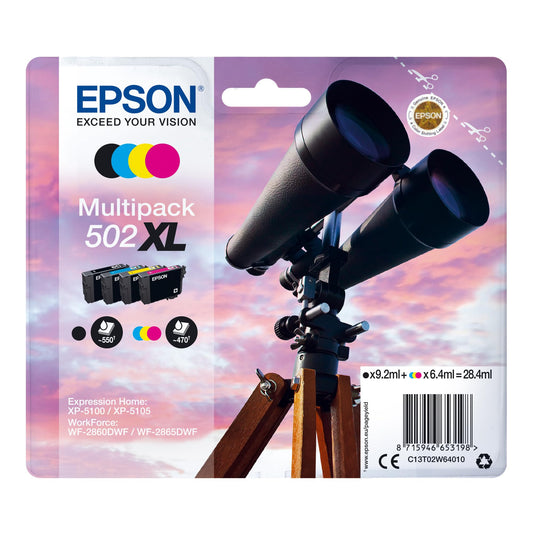 Epson Original 502XL Ink Telescope Multipack 4-color XL, XP-5100 XP-5105 XP-5150 XP-5155 WF-2860DWF WF-2865DWF WF-2880DWF WF-2885DWF, ReadyPrint Flex-Ink Plans - EPST02W64010