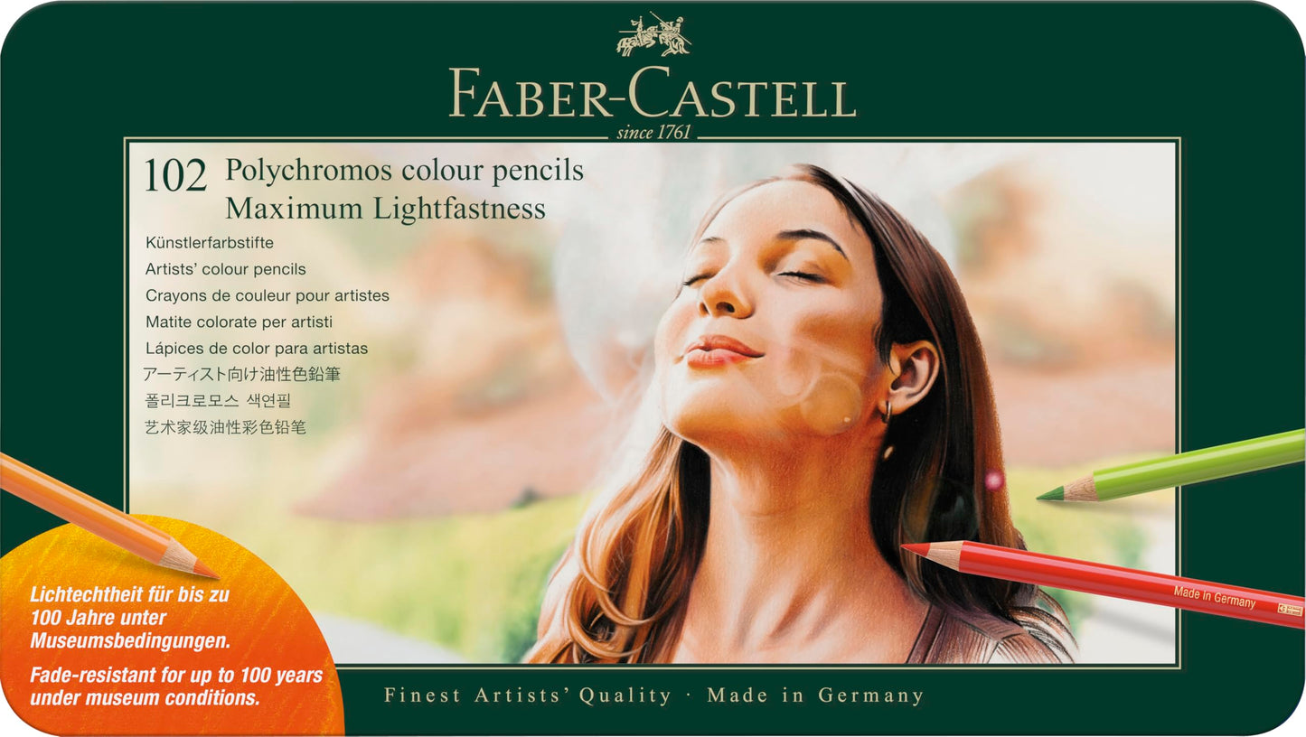 FABER-CASTELL - Polychromos artist colored pencils, 102 colors metal case - FC210061