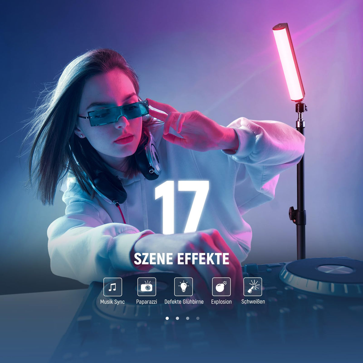NEEWER RGB Light Stick with Table Tripod, Magnetic Handheld Photography Video Lighting Stick, 2500K-8500K Dimmable CRI95+ Full Color LED Tube Light, 2550mAh Battery, 17 Scenes for Vlog TikTok, TL20C