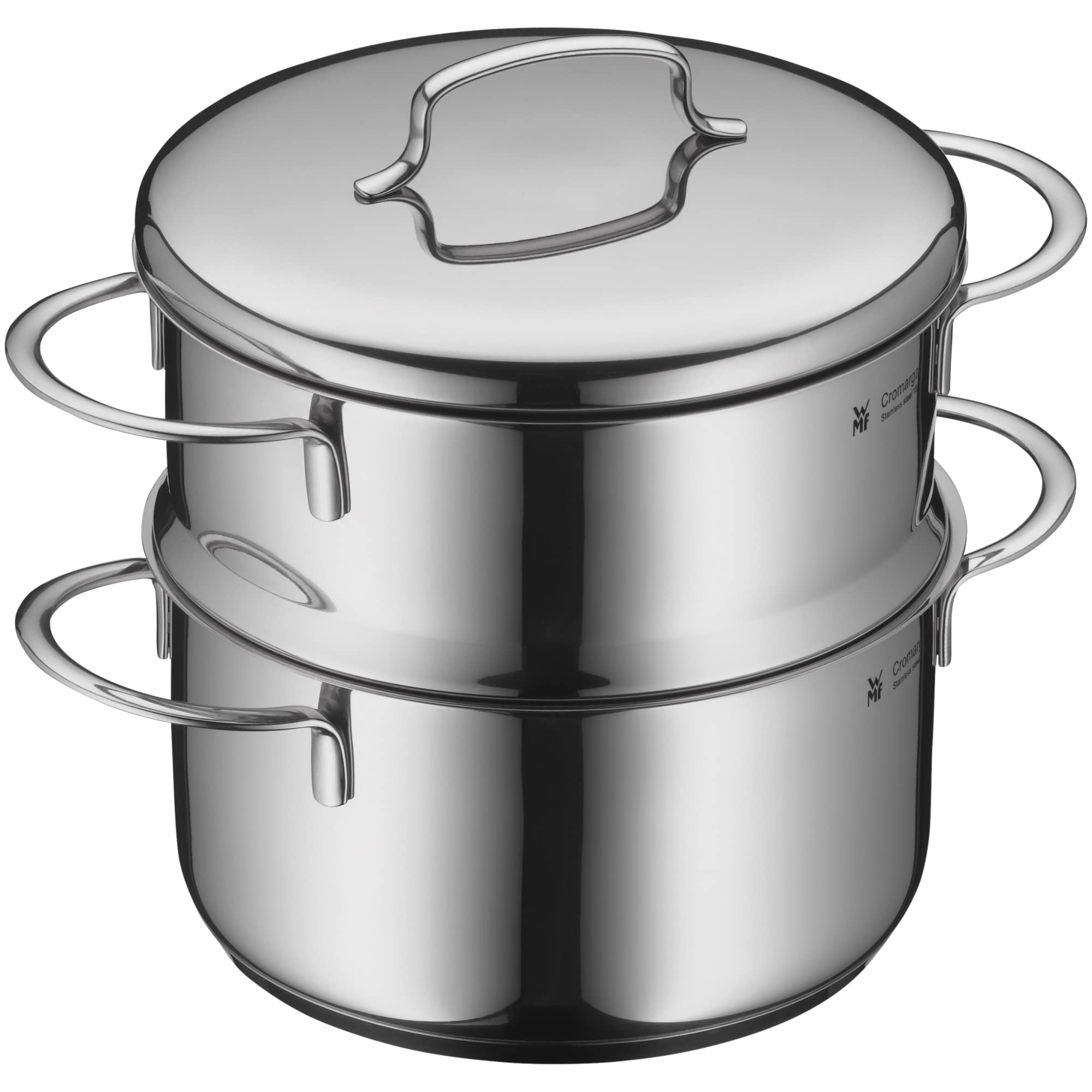 WMF mini steamer with metal lid small 16 cm, 1.5l, steam pot, Cromargan polished stainless steel, induction, steamer pot stackable, ideal for small portions or single households - 0716836040