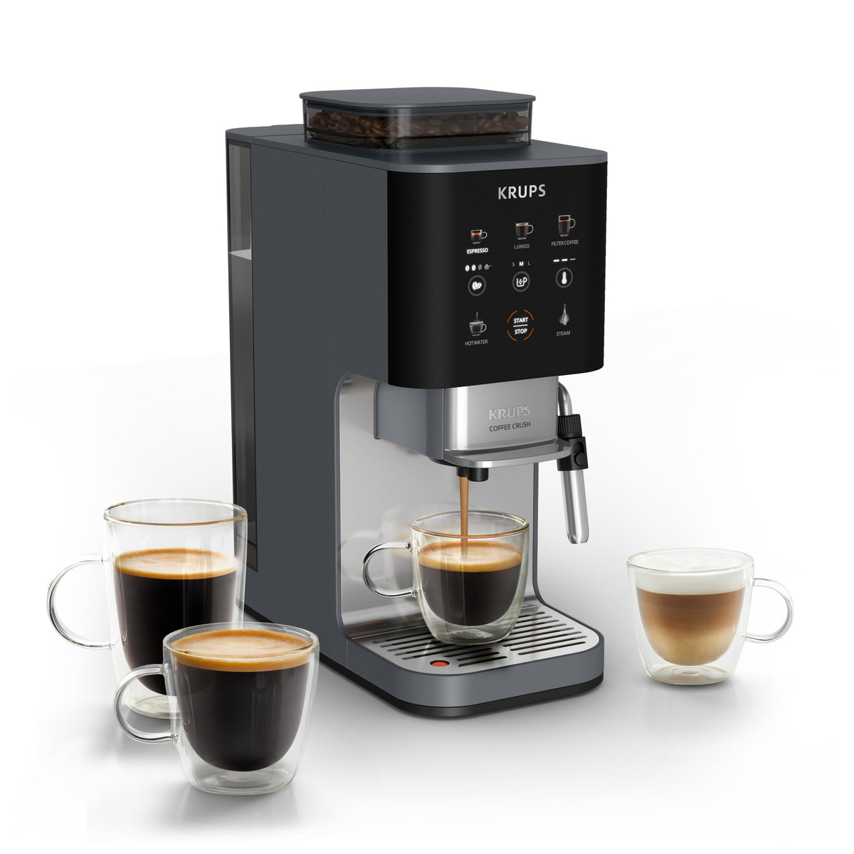 KRUPS Coffee Crush Edition, Espresso-Masina de cafea automată, doar 15 cm lățime - SA404BE1