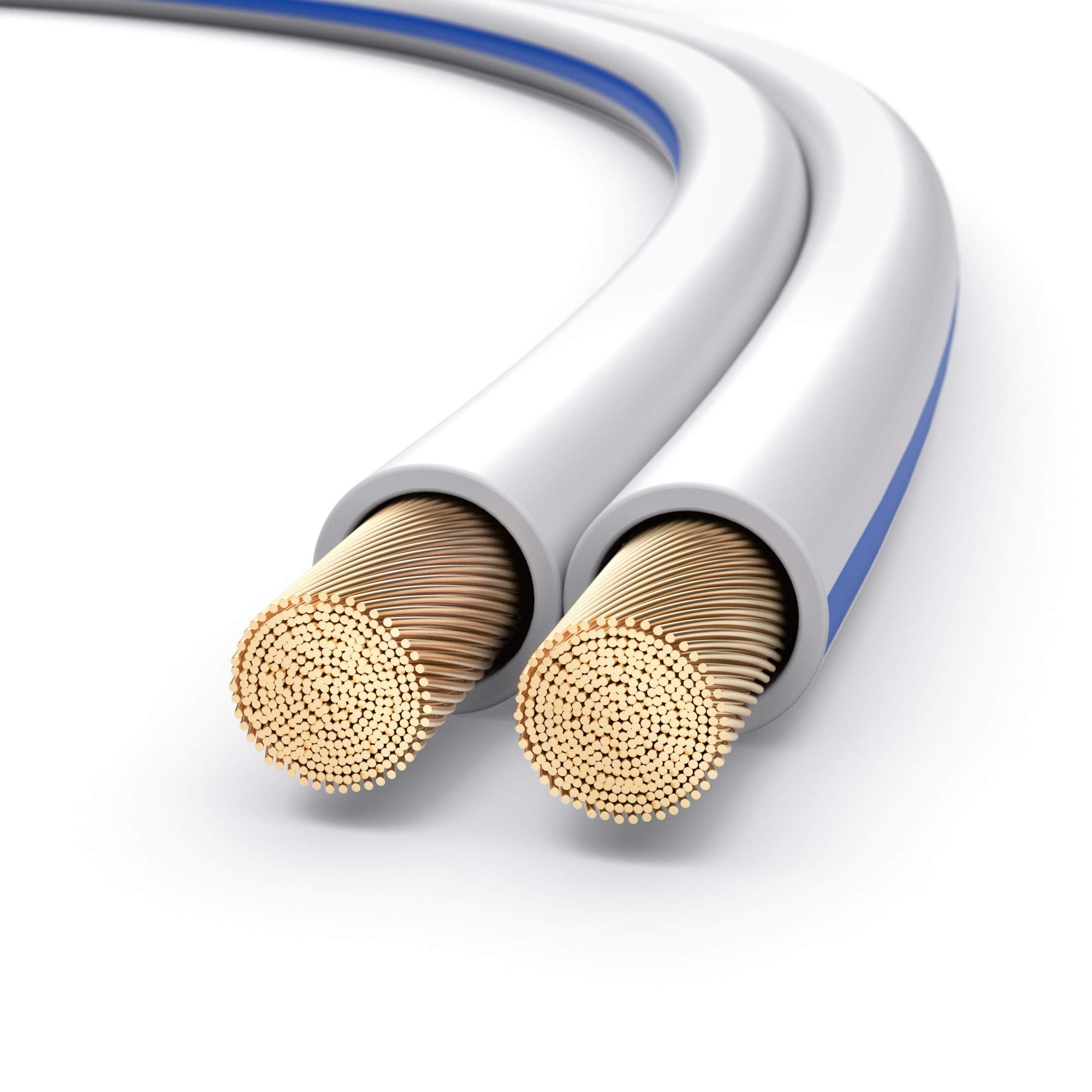 PureLink speaker cable OFC 2x1.50mm² (0.10mm), 20.0m, white with blue characteristic curve - SP001-020