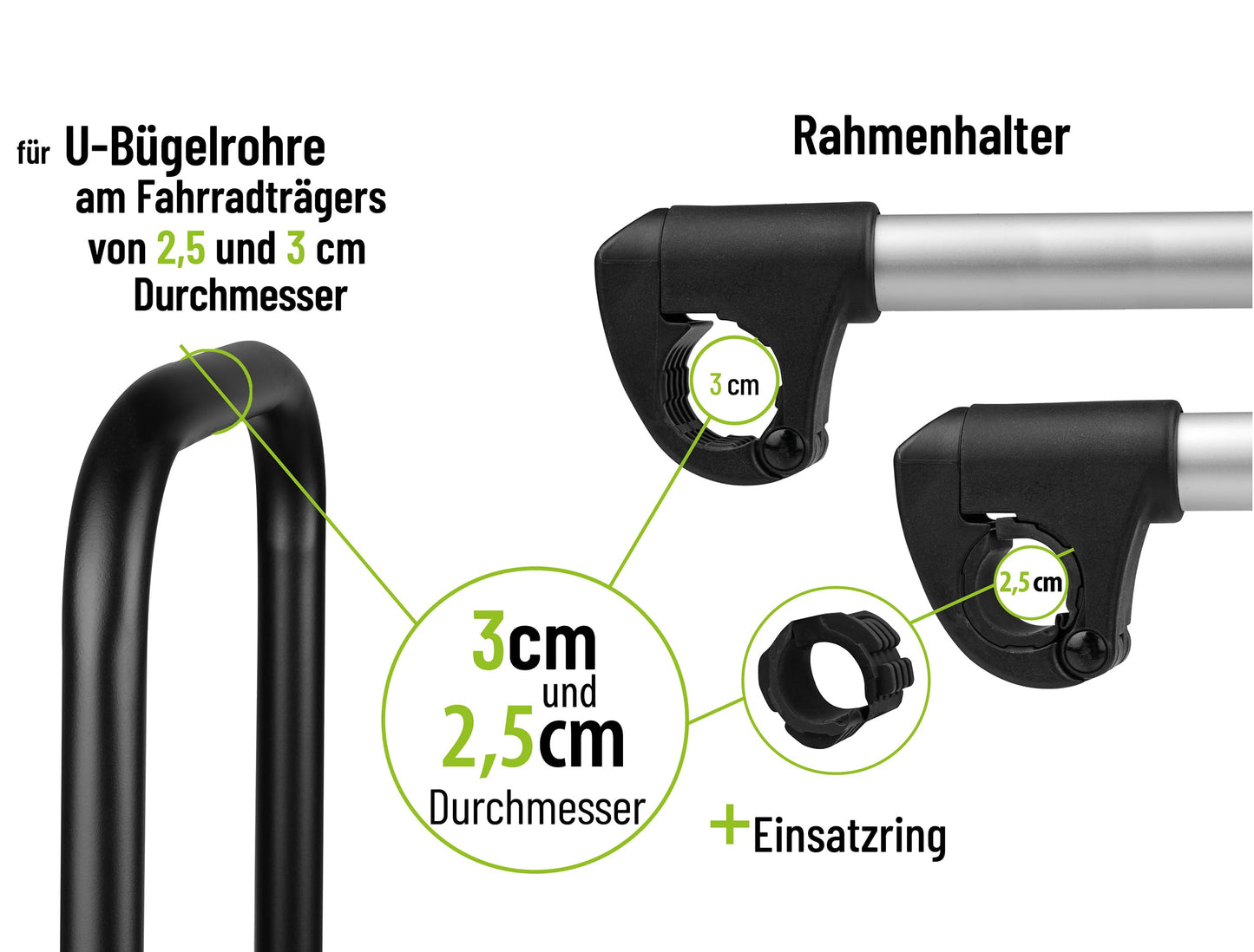 Strap frame holder short Ø 25+30mm, black/silver - 11631