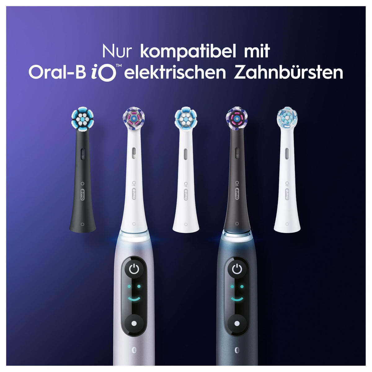 Oral-B iO Radiant White Replacement Brush Heads for Electric Toothbrush, 6 pieces, whitening tooth cleaning, original brush head for Oral-B iO toothbrushes, mailbox-friendly packaging, Black - 8006540854587