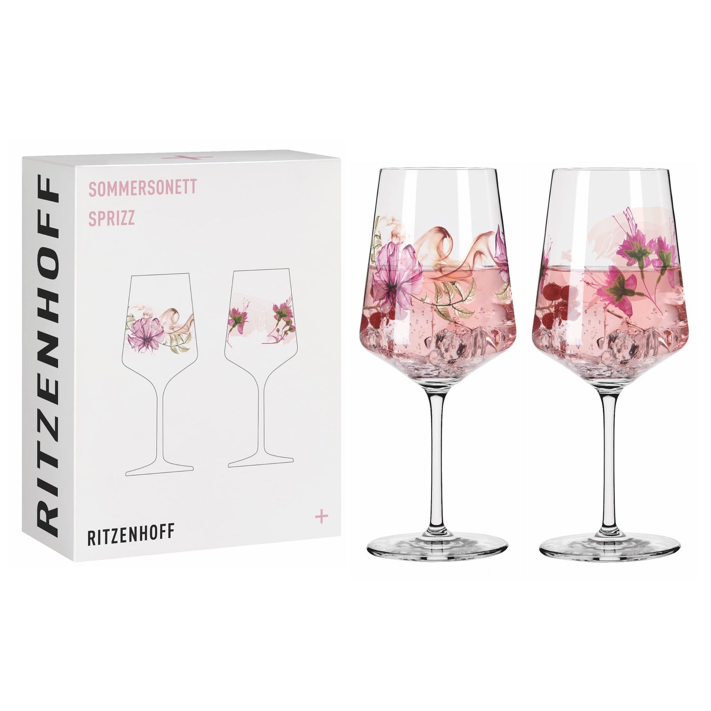 RITZENHOFF 3461004 aperitif glass 500 ml - set of 2 - series Sommersonett No. 4, 2 pieces, plant motif - Made in Germany