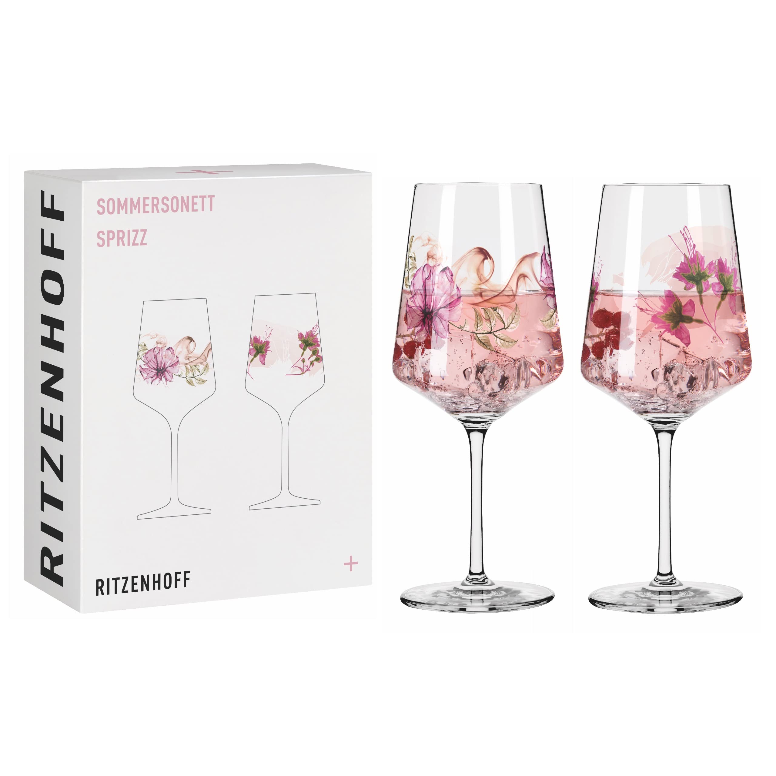 RITZENHOFF 3461004 aperitif glass 500 ml - set of 2 - series Sommersonett No. 4, 2 pieces, plant motif - Made in Germany