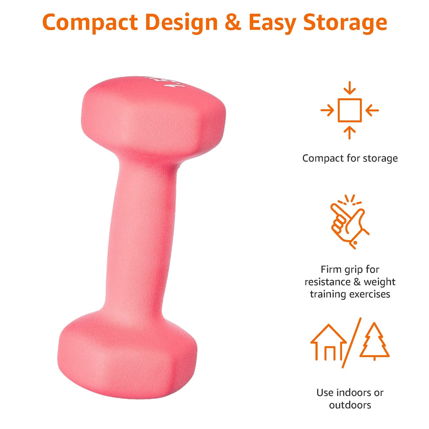 Amazon Basics Neoprene Dumbbell Weights, 3.0 Pink, Set of 2, 2 x 1.5 kg - GND101