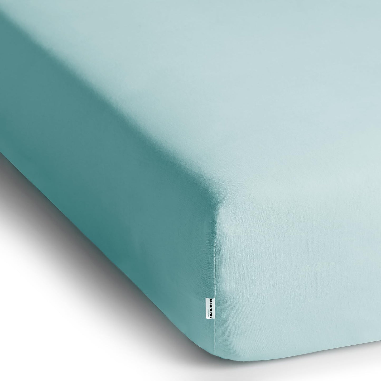 DecoKing fitted sheets 200x220 220x240 cm 100% combed cotton light blue fitted sheets jersey box spring bed Amber 200 x 220 220 x 240