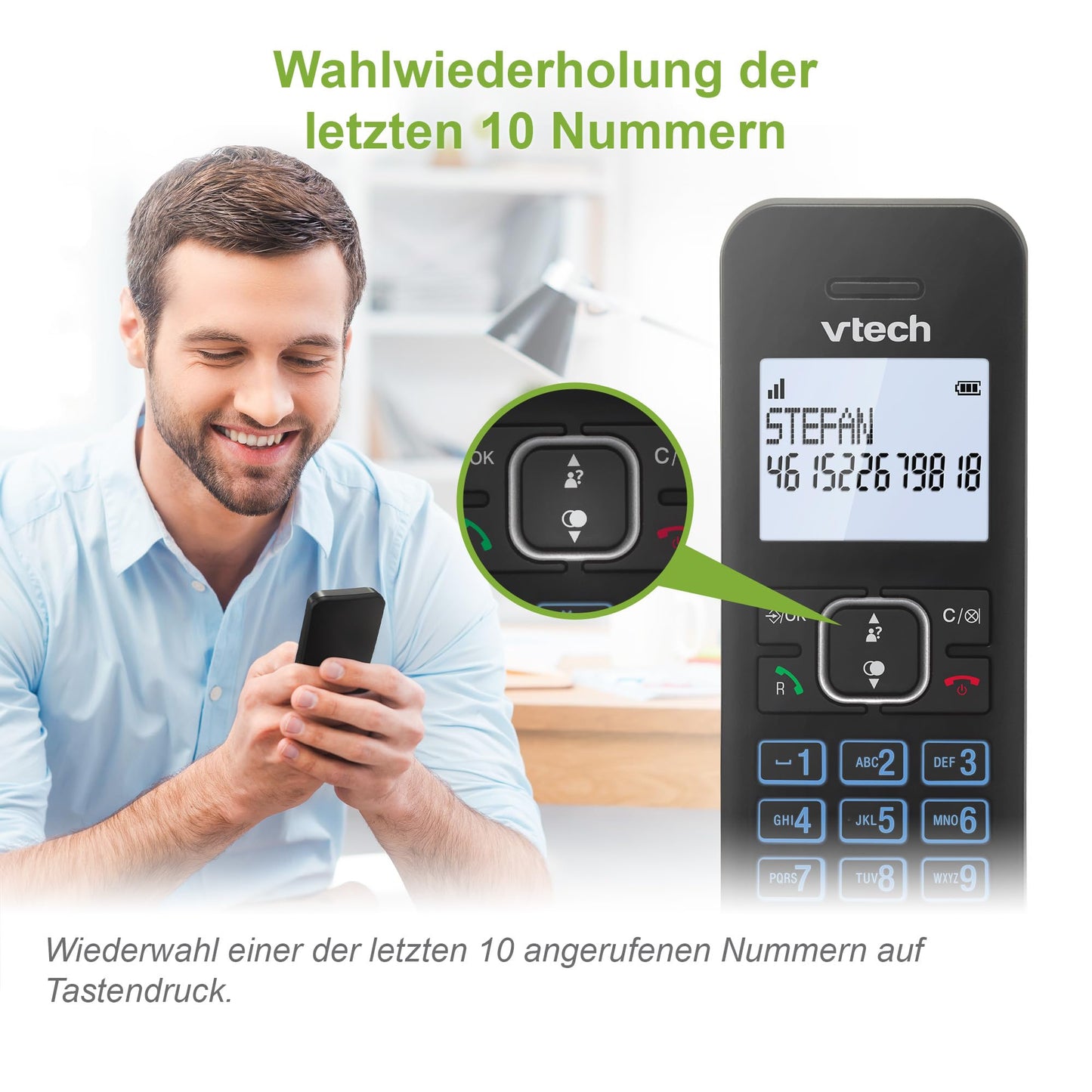 VTech LS1000 DECT cordless telephone Cordless telephone with innovative charging station, caller recognition/call waiting function, hands-free function, display and keyboard with backlight, ECO mode