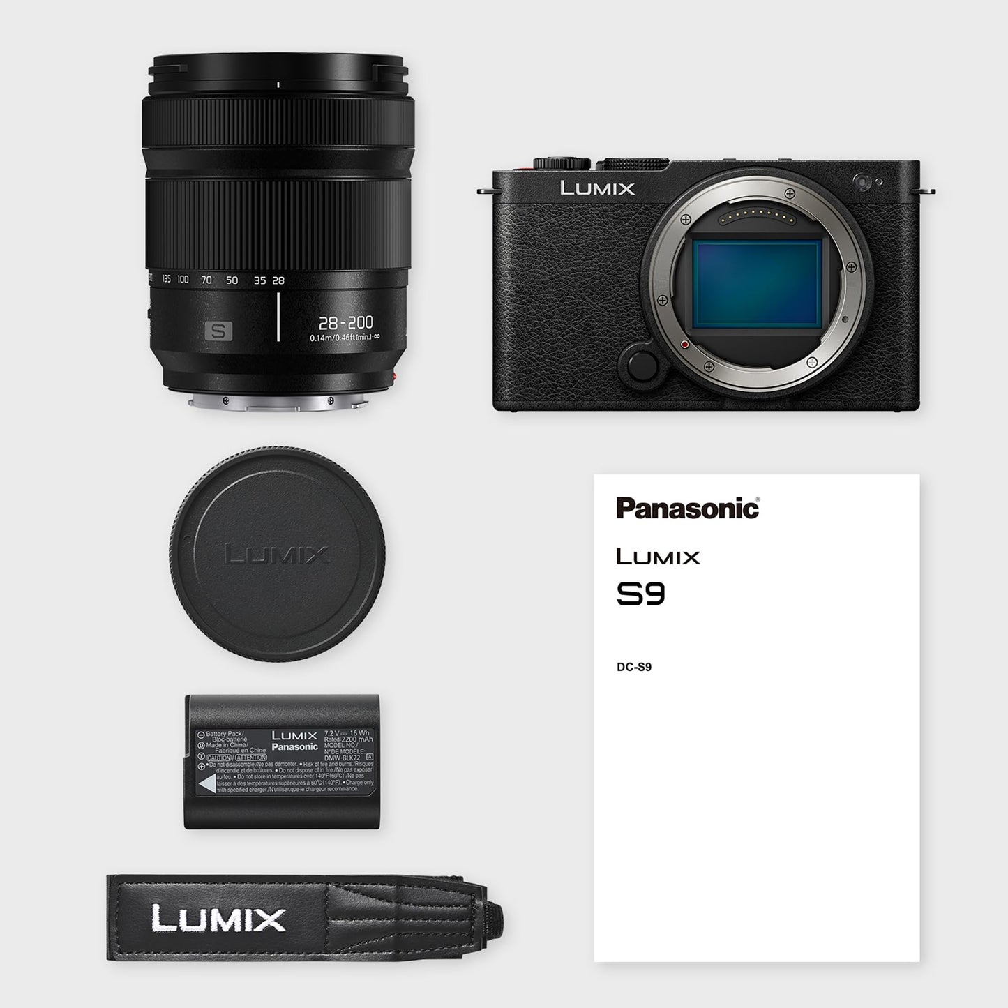 Panasonic Lumix DC-S9HE-K Full Frame Mirrorless Camera, Open Gate Vlogging, 24.2MP, 6K/4K, 779-point PDAF, Image Stabilization, LUT, 5GHz Wi-Fi, Black, 28-200mm Lens