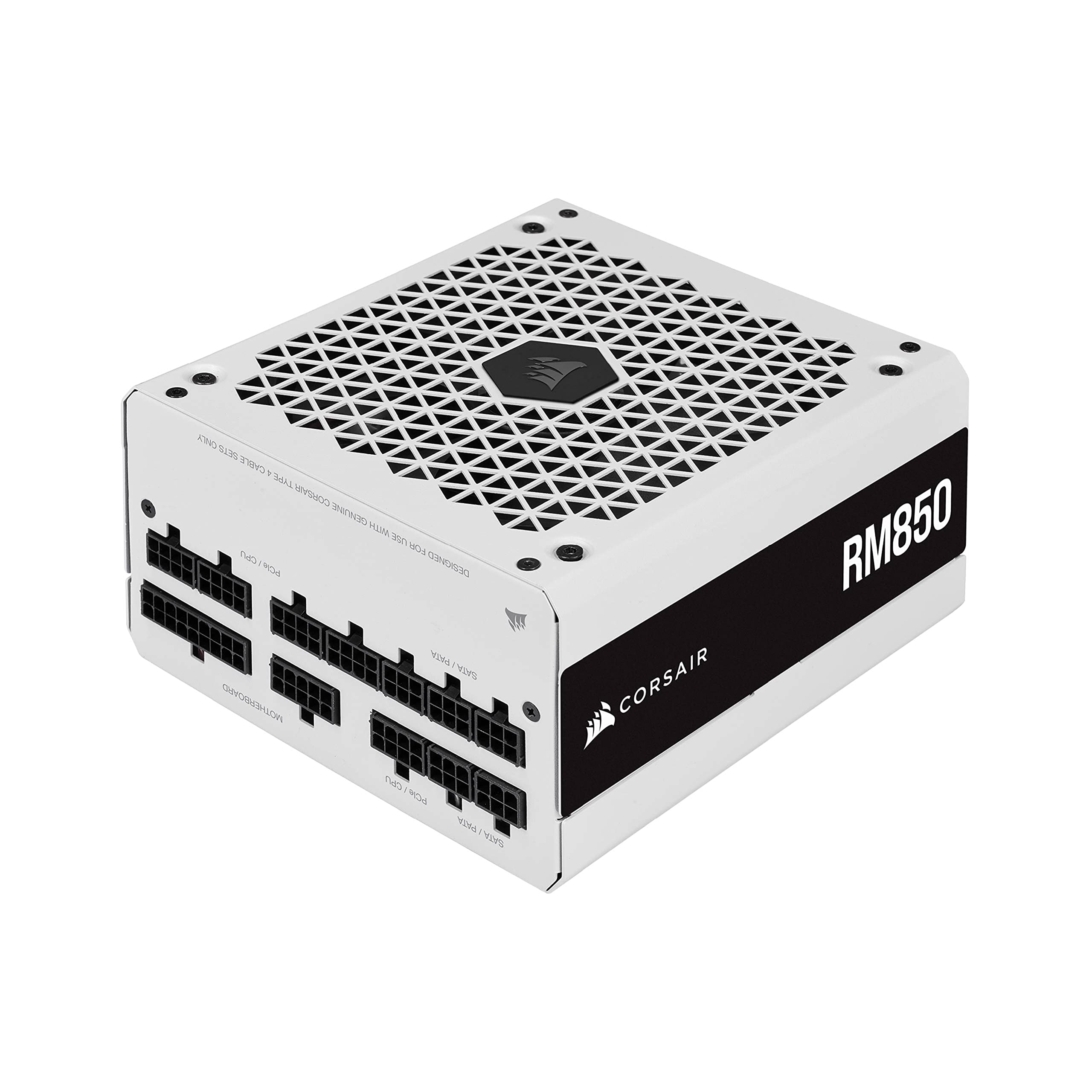 Corsair RM850 (2021), RM Series, 850 Watt 80 Plus Gold Fully Modular ATX Power Supply (Three EPS12V Ports, Quiet Operation, Zero RPM Fan Mode, 105°C Capacitors) White - CP-9020232-EU