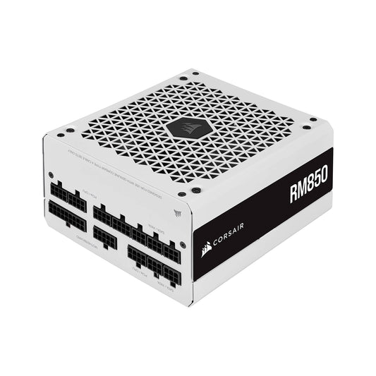 Corsair RM850 (2021), RM Series, 850 Watt 80 Plus Gold Fully Modular ATX Power Supply (Three EPS12V Ports, Quiet Operation, Zero RPM Fan Mode, 105°C Capacitors) White - CP-9020232-EU