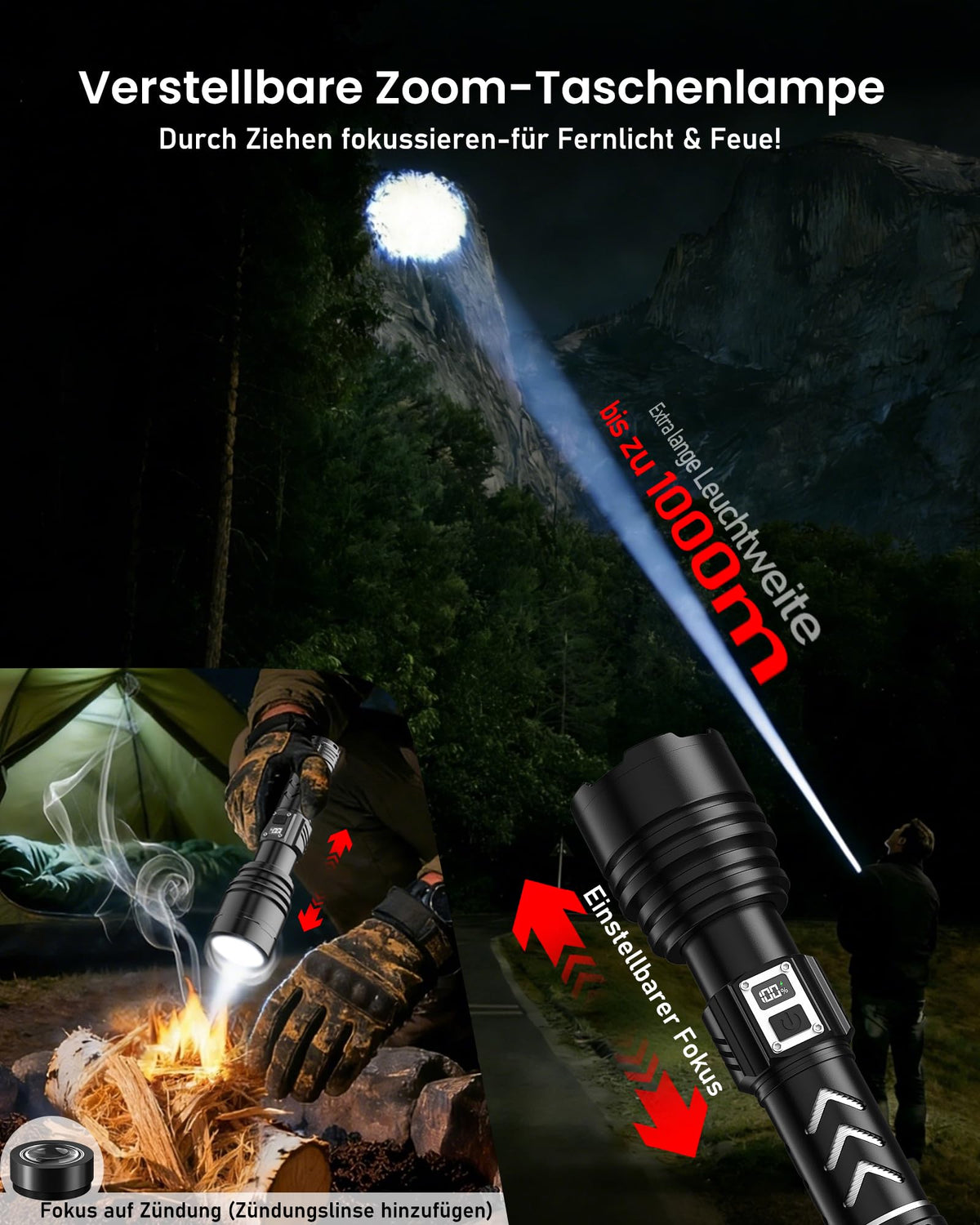 Shadowhawk 1,000,000LM Rechargeable LED Flashlight Extremely Bright, Ignition Function - S1989