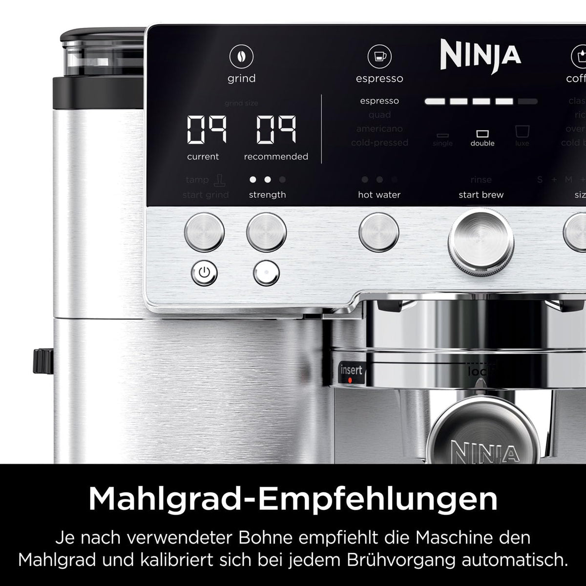 Ninja Luxe Premier 3-in-1 Coffee Machine with Grinder, Silver, ES601EU