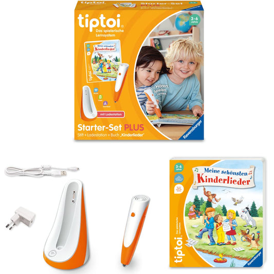 Ravensburger tiptoi Starter Set Plus 00159: Pen and book My most beautiful children's songs - Plus charging station - Learning games for children from 3 years - Toys from 3 years