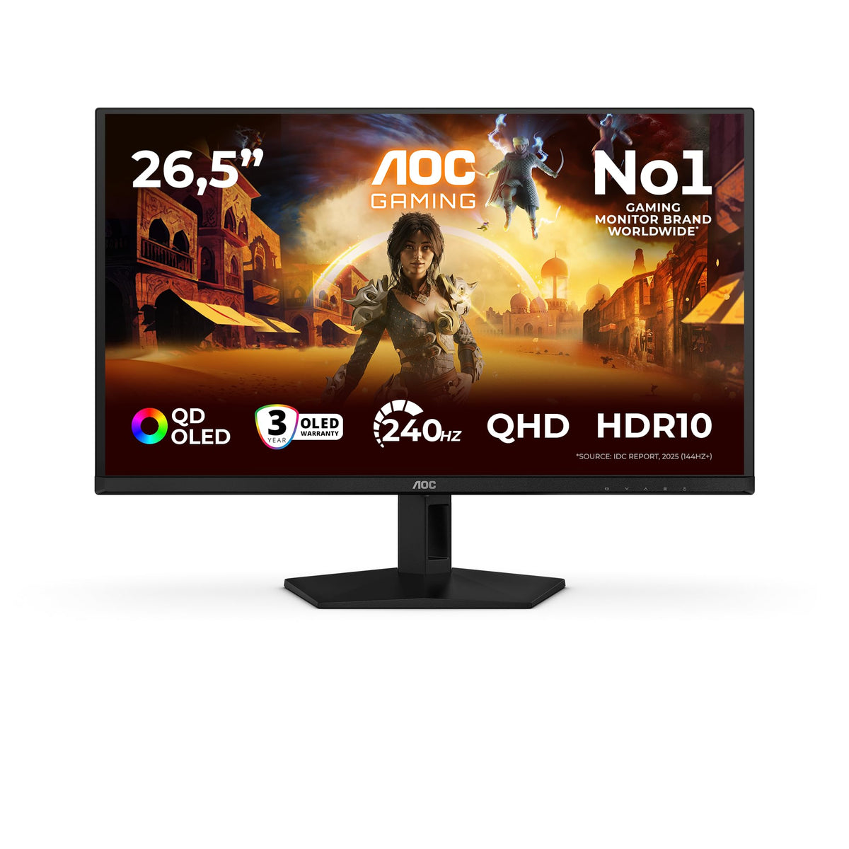 AOC Q27G41ZDF 27-inch WQHD Gaming Monitor, 240Hz, QD-OLED Panel, 0.03ms GtG, HDR10, G-Sync Compatible, (2560x1440 HDMI 1x 2.0 DP 1x 1.4) Black