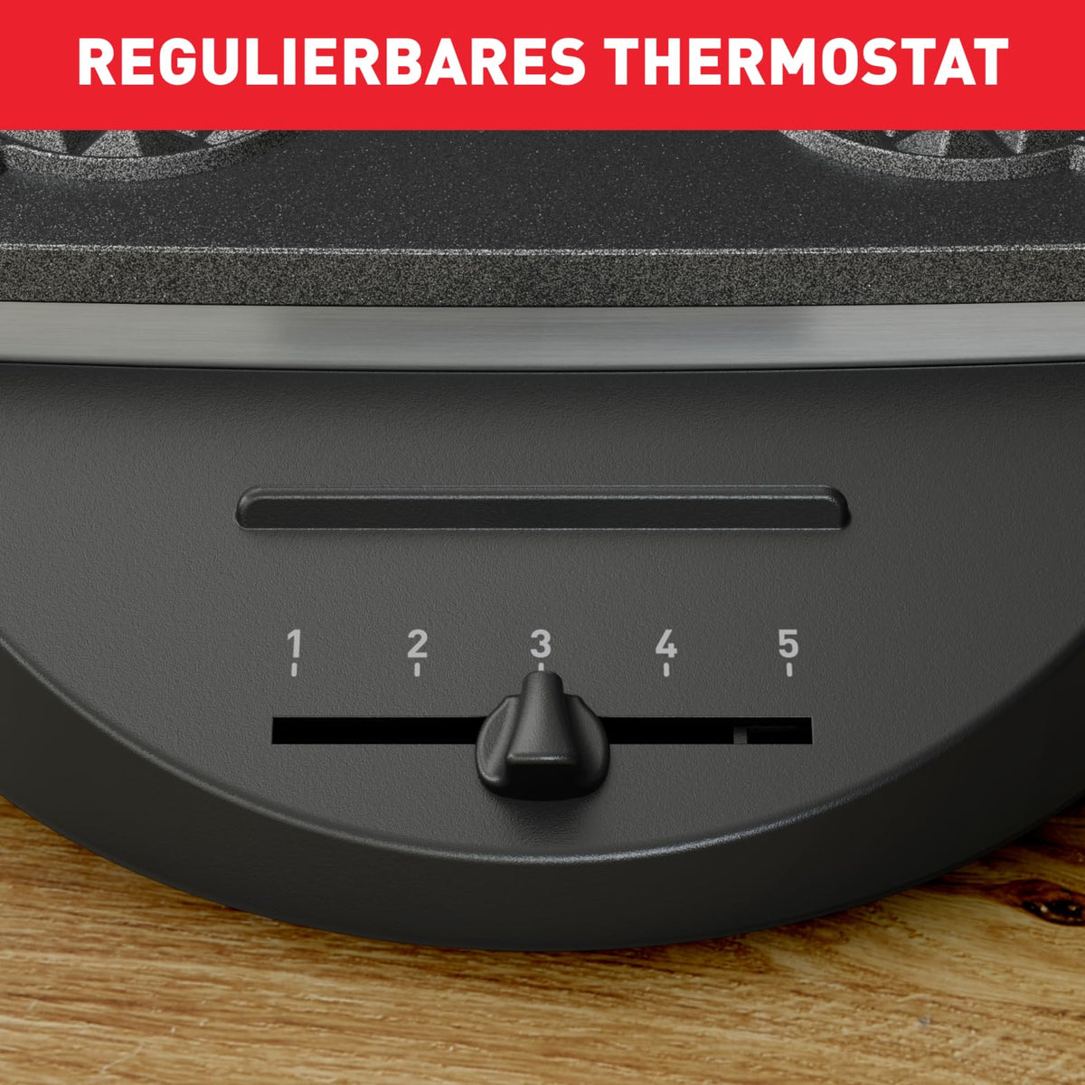 Tefal Double Heart Waffle Maker WM311D, infinitely adjustable temperature control for desired browning, non-stick plates, batter-catching device, 1200W, 37 x 11.4 x 28.5 cm