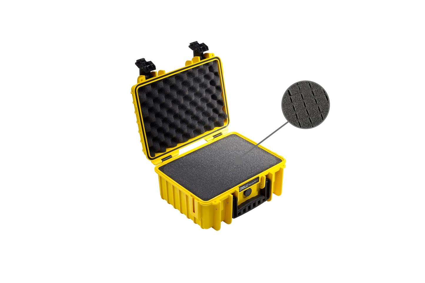 B&W International multi-purpose case Outdoor 3000 (PP.117) yellow - with cube foam - waterproof (IP67), dustproof, impact-resistant, extremely robust - 3000/Y/SI