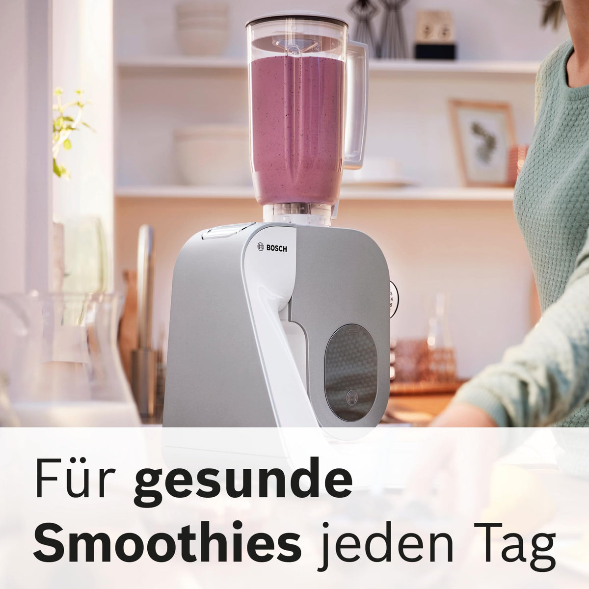 Bosch Kitchen Machine Series 4, Stainless Steel Bowl 3.9 L, Dough Hook, Whisk and Beater in Stainless Steel, Dishwasher Safe, Blender 1.25 L, Continuous Slicer, 3 Discs, 1000 W, White, MUM58W20