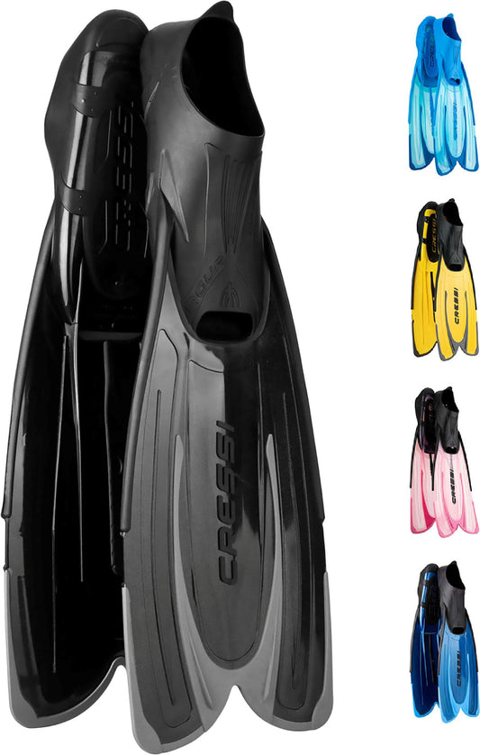 Cressi Agua Fins Swimming Fins - Adjustable Foot Section for Diving - Ergonomic Short Fins Adults & Children - Durable Fin Material - Black/Sheer Joy - 45/46 - CA206343