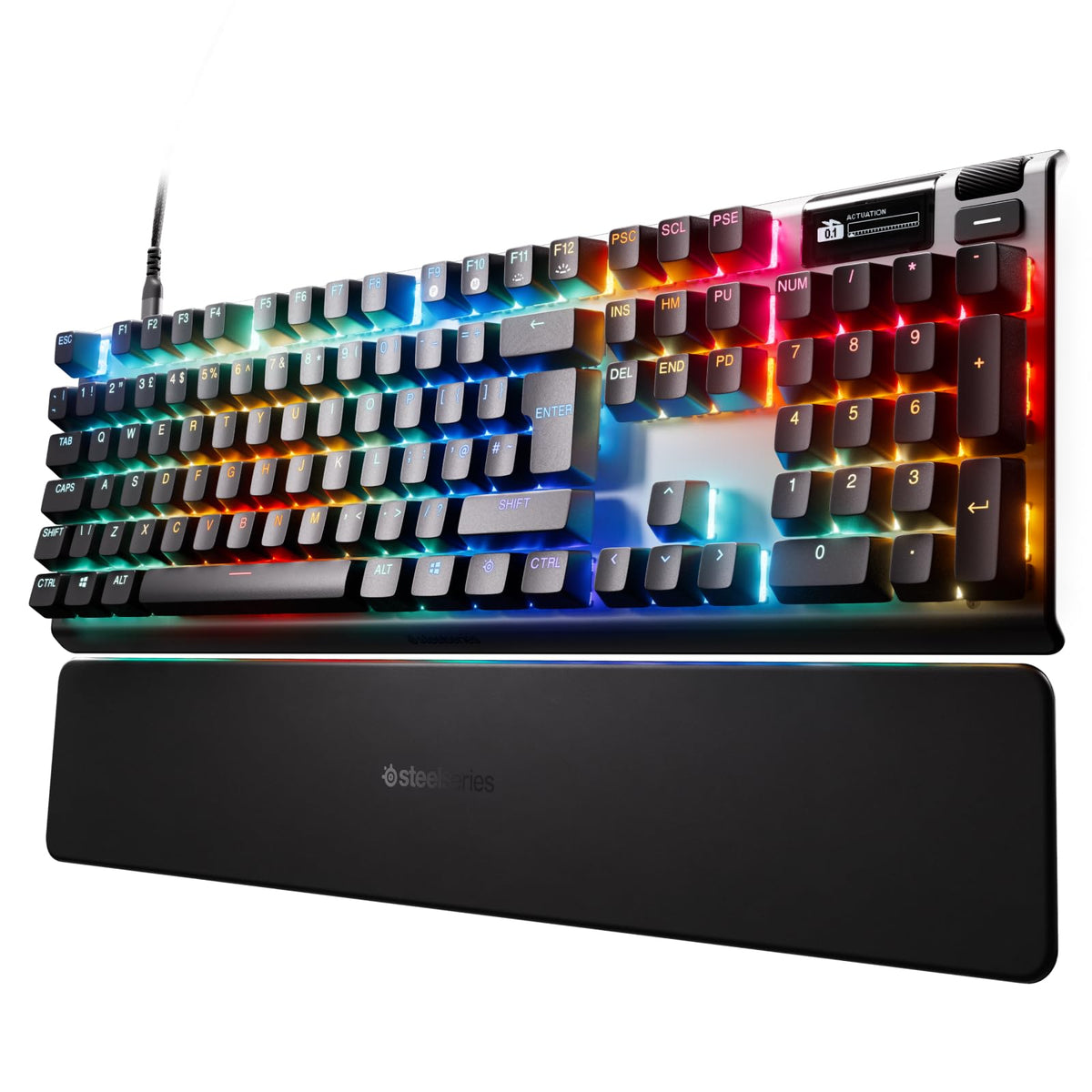 SteelSeries Apex Pro Gen 3 - Tastatur pentru gaming - Switch-uri Hall Effect; OmniPoint 3.0 - Actuare ajustabilă - Presetări pregătite pentru joc - Trigger rapid, Mod de protecție, Rapid Tap/SOCD - QWERTY în engleză - 64661