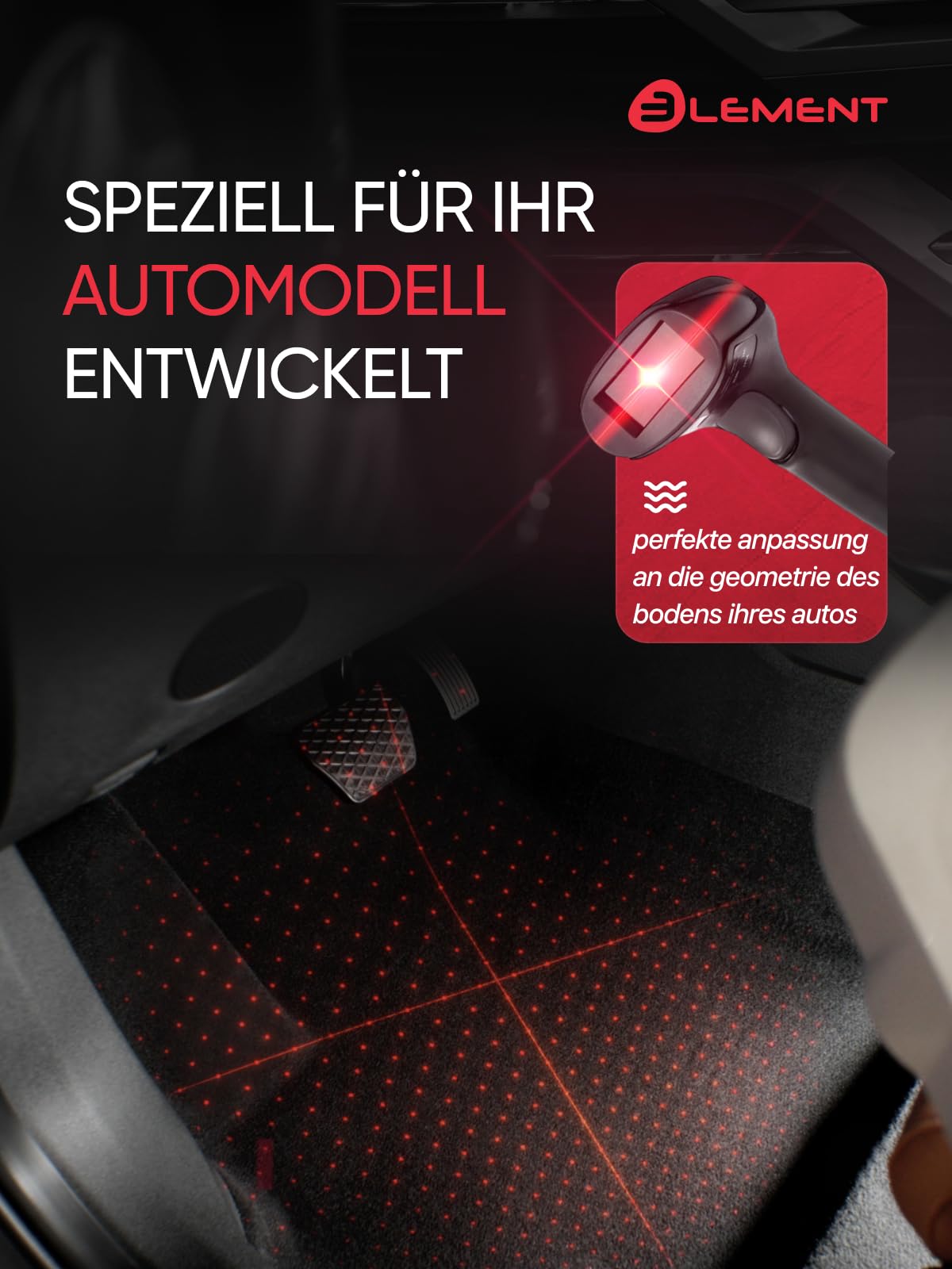 Element 3D rubber floor mats suitable for VW Polo | MK5 | 2009-2020 | 100% custom-fit all-weather floor mats made of TPE, high edge, waterproof, non-slip, odorless - EXP.NLC.3D.51.28.210kh