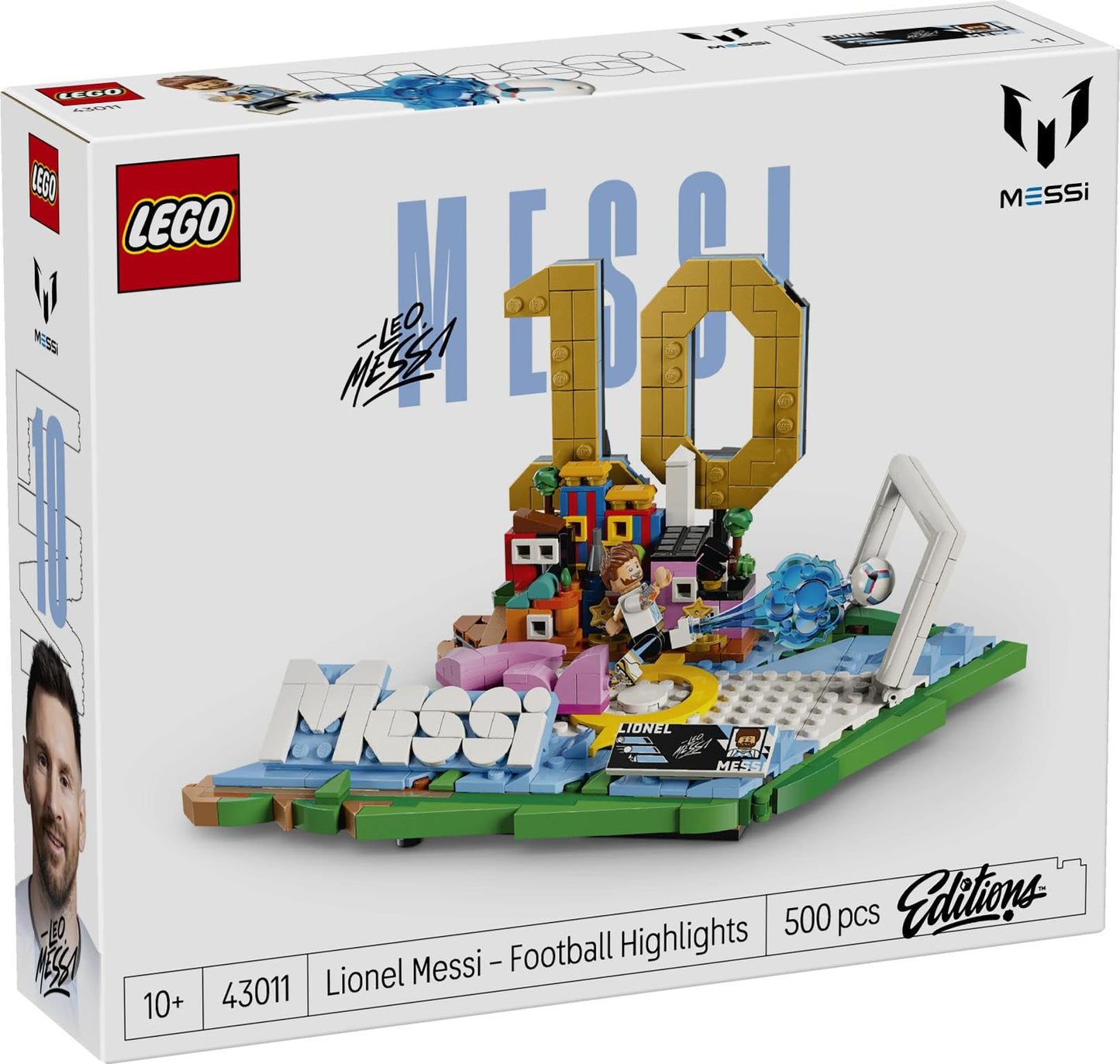 LEGO Editions Lionel Messi - football highlights toy - 3D model building with minifigure to collect - children's room decoration - gift for boys, girls aged 10 and over and adult sports fans - 43011