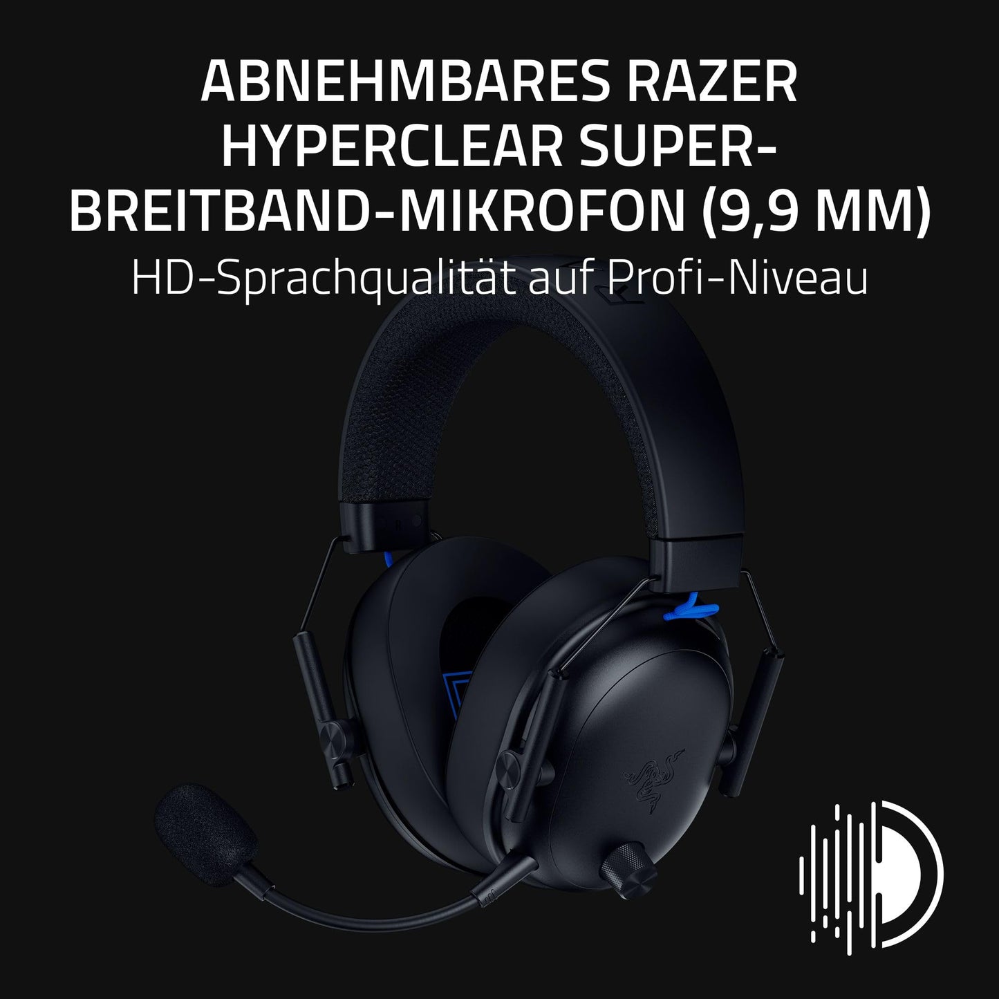 Razer BlackShark V3 for PlayStation - Wireless E-Sports Headset - TriForce 50 mm Drivers - Detachable Broadband Microphone - HyperSpeed 2.4 GHz & Bluetooth - THX Spatial Audio - PS5/PC | Black - RZ04-05410300-R3G1