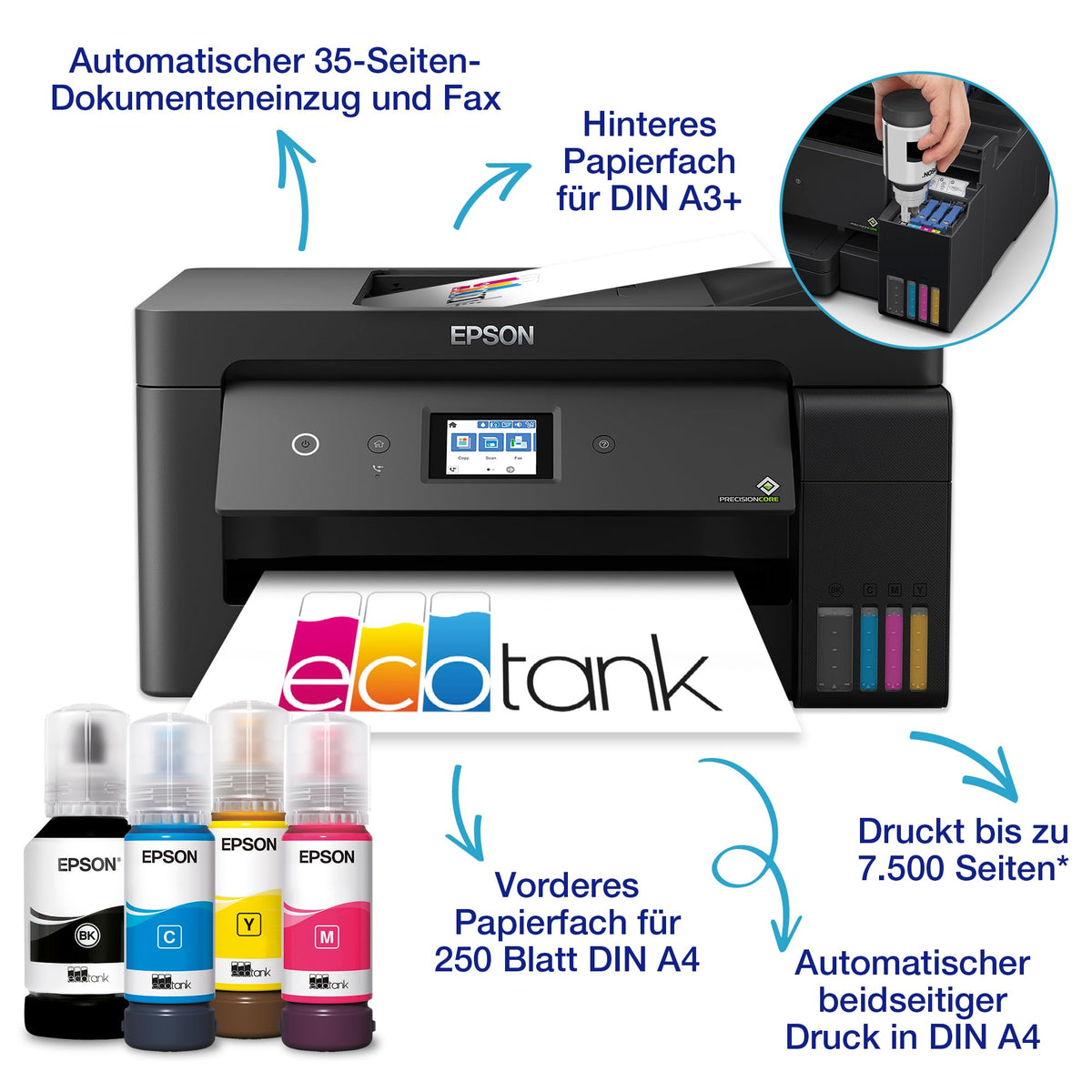 Epson EcoTank ET-15000 Ink Tank Printer | for Home & Small Offices | WiFi | A3+ | Print, Copy, Scan, Fax | Duplex Printing | 6.8 cm Touchscreen | 30-Sheet ADF - C11CH96401