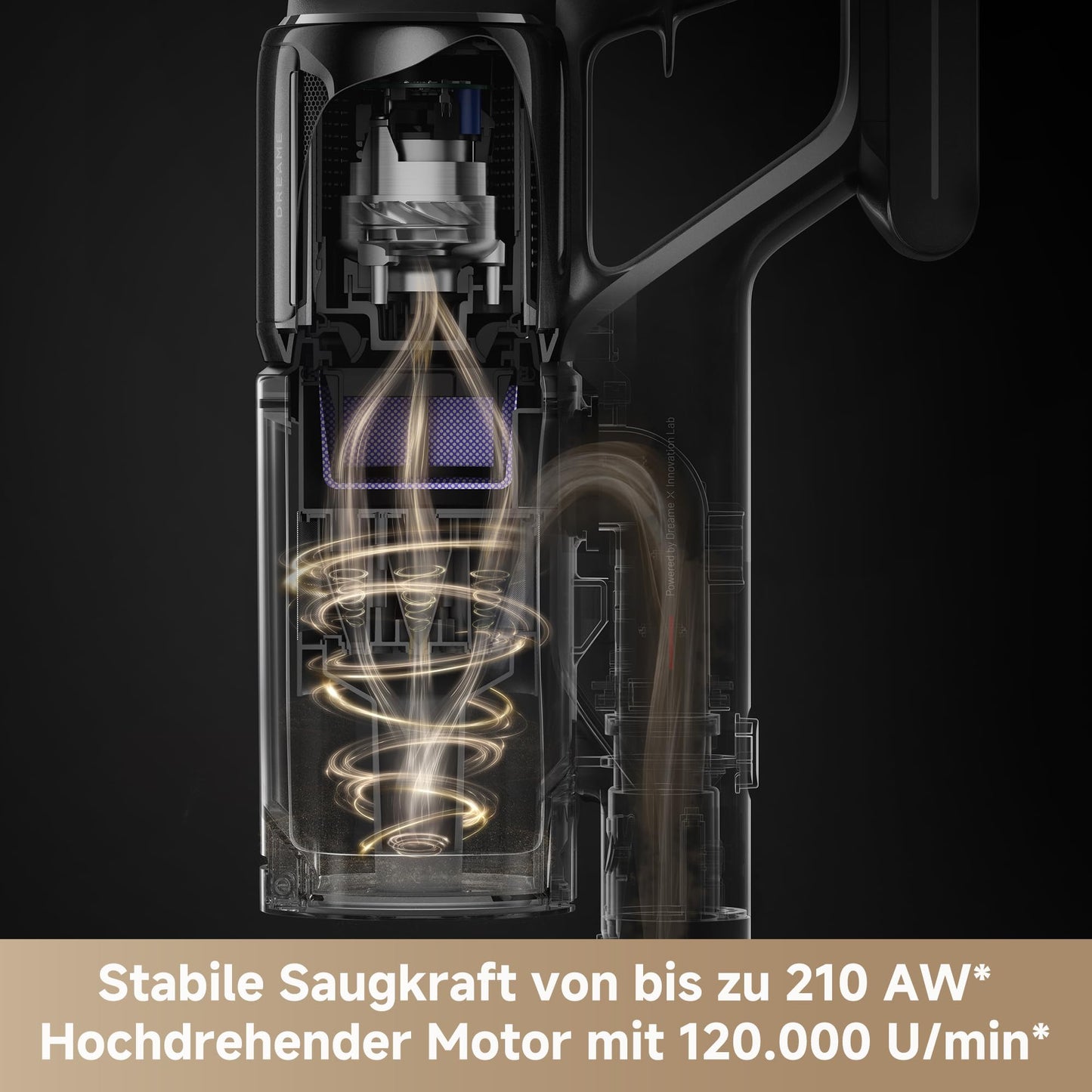 dreame Z10 cordless stick vacuum cleaner, 24,000PA / 210AW, 90min runtime, H14-HEPA, 99.99%, dust visibility tech, tangle-free for all floors, auto detection & suction power adjustment - VZV11A