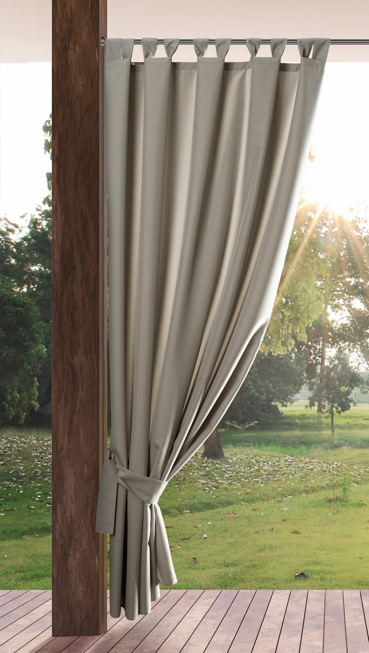 Eurofirany Garden outdoor curtain with loop curtain - 1 piece. Removable loops, sun protection, privacy screen, windproof, waterproof curtain for gazebo, terrace, pergola, 155 x 240 cm, cappuccino - ZAS/GARDEN