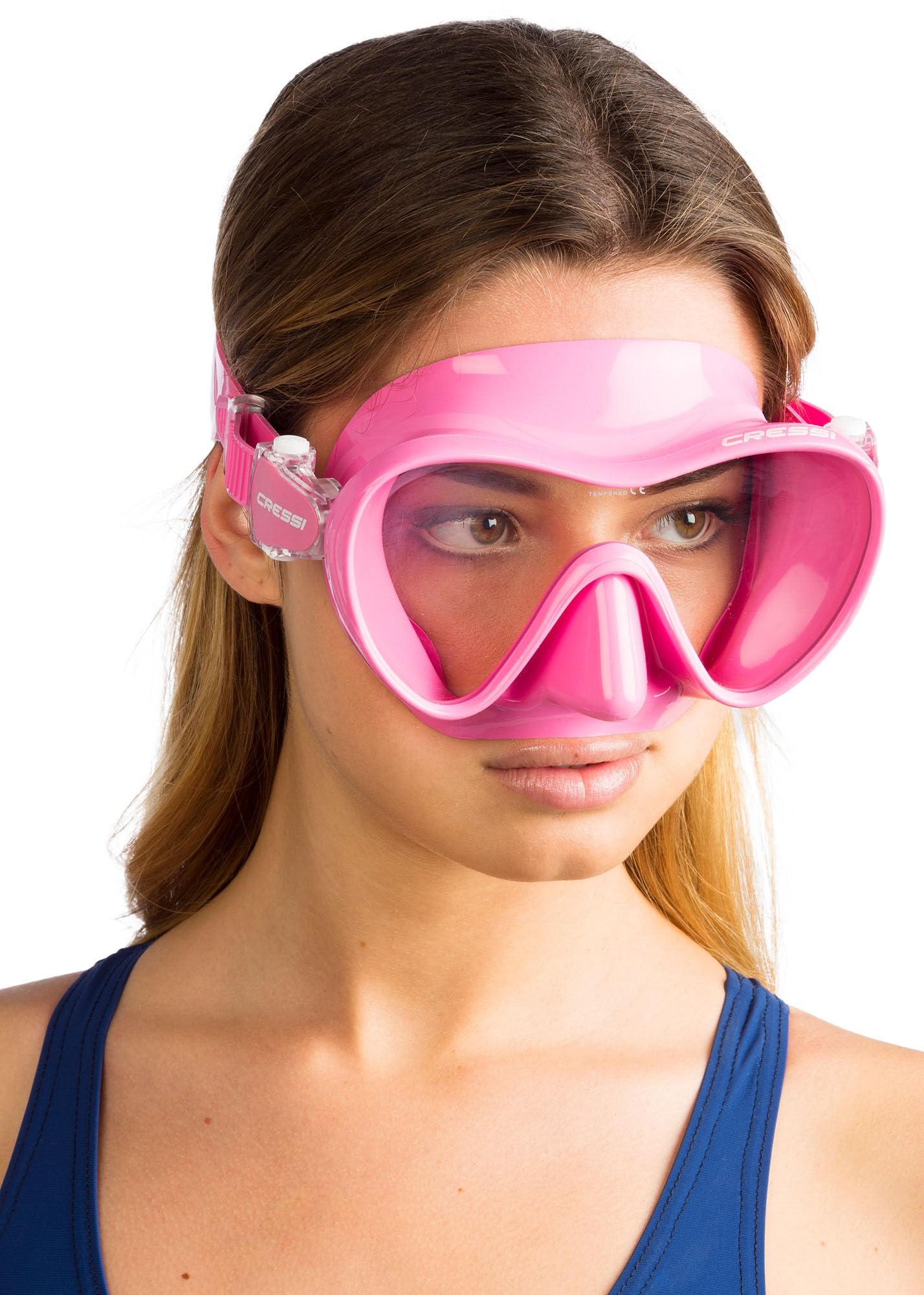 Cressi Frameless Diving Mask F1 - Fog-free Glass Lens, Diving Goggles - Ergonomic Silicone Rim, Snorkel Mask - Dry Snorkel & Snorkel Set - Pink - Mask - ZDN284000