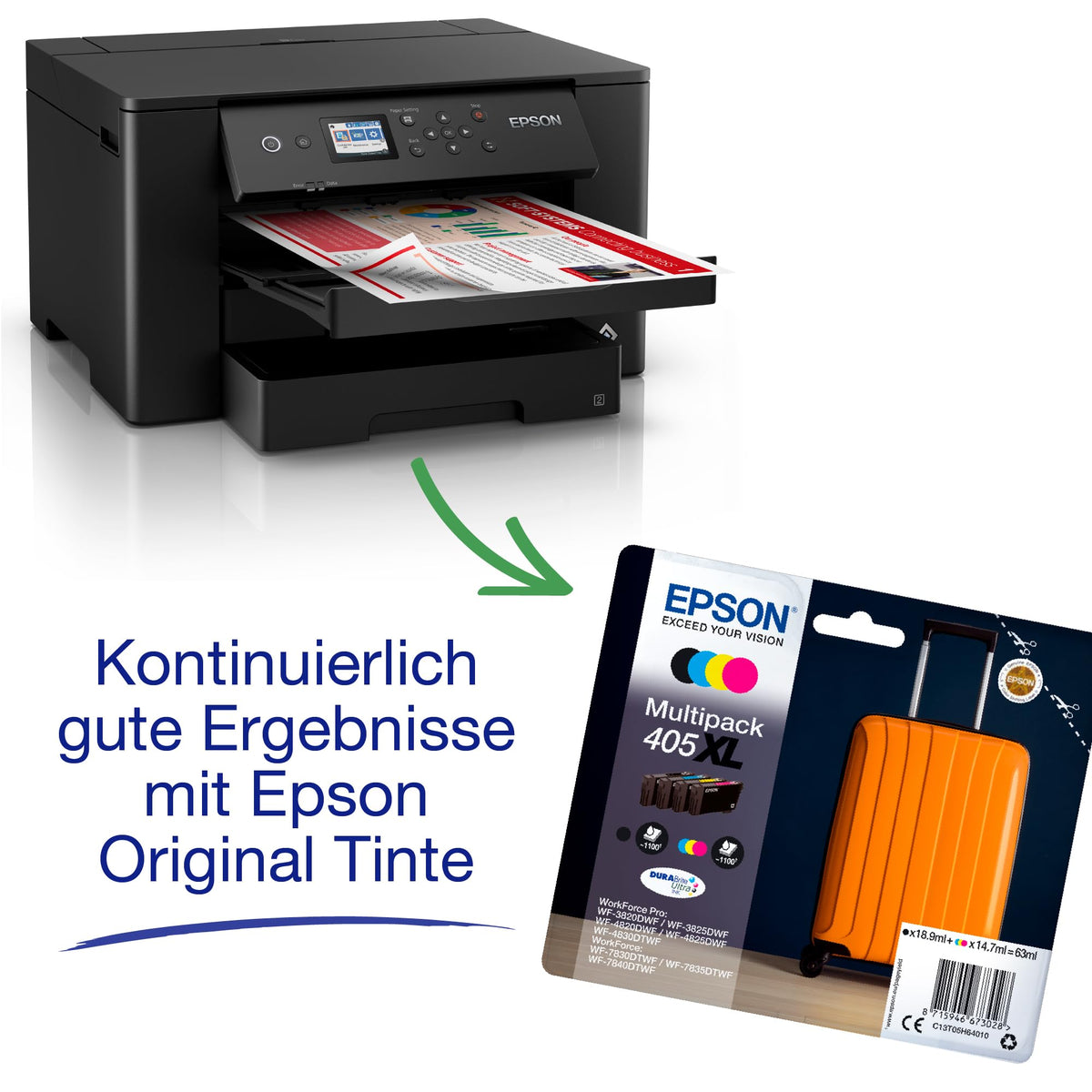 Epson WorkForce WF-7310DTW A3+ Inkjet Printer, wireless connection and double-sided printing - C11CH70402